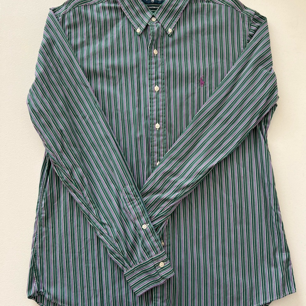 Striped Green and Purple Men's Shirt